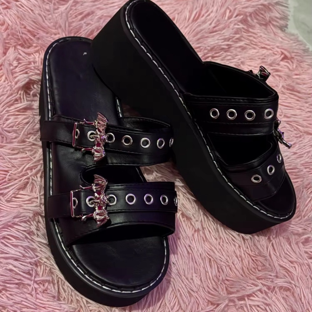 Y2K Vampire Buckle Goth Platform Sandals